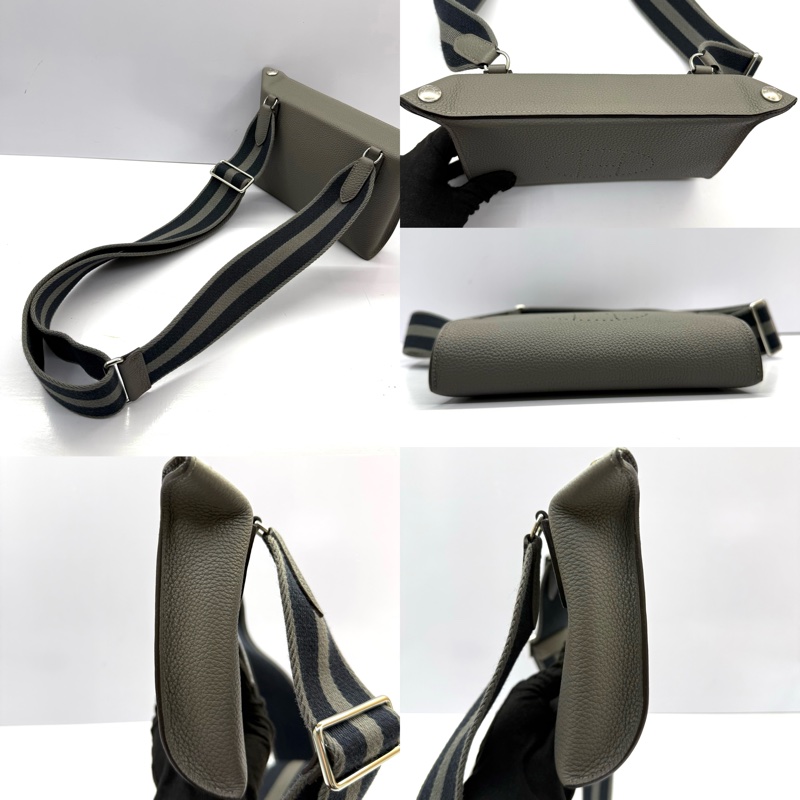HERMES 愛馬仕 灰色VIDEPOCHES TOGO 肩背包 B刻-3