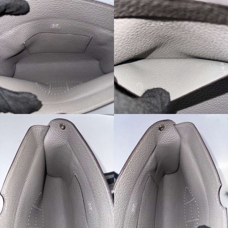 HERMES 愛馬仕 灰色VIDEPOCHES TOGO 肩背包 B刻-5