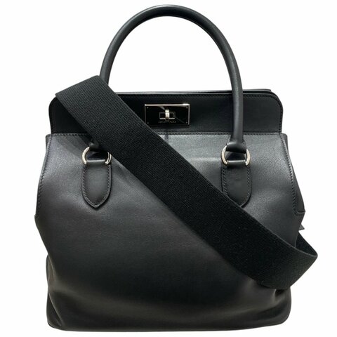 HERMES 愛馬仕 TOOLBOX 26 兩用包 皮革 黑色 銀釦