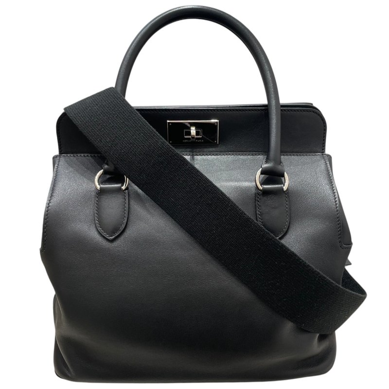 HERMES 愛馬仕 TOOLBOX 26 兩用包 皮革 黑色 銀釦-0