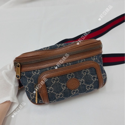 莉亞精品♡Gucci深藍腰包 二手