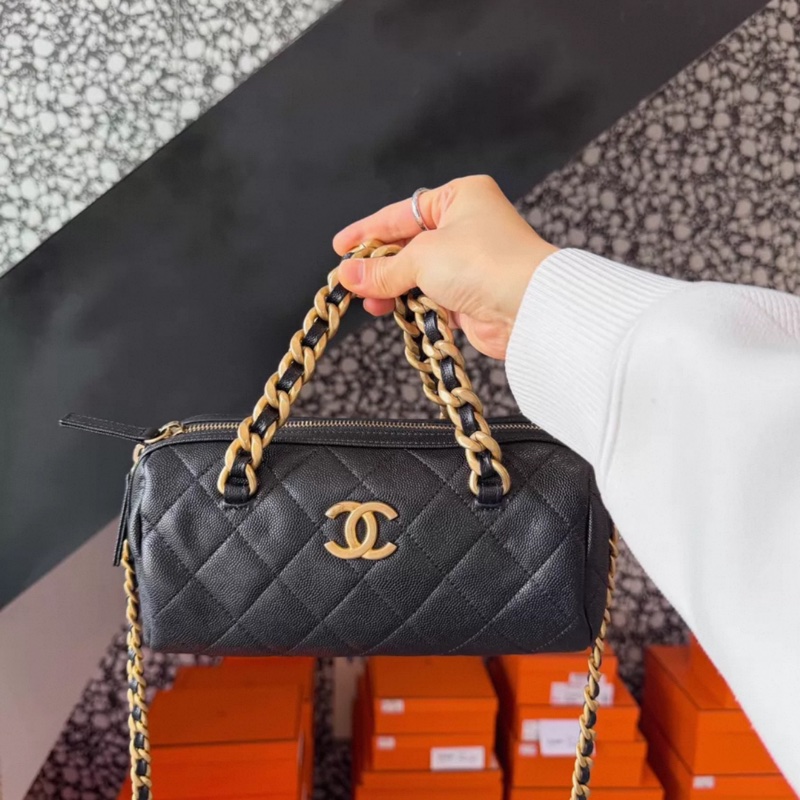 Chanel黑金荔枝皮水桶手提斜挎 30卡-0
