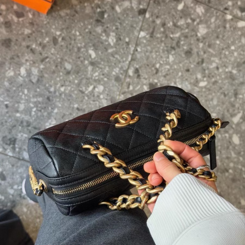 Chanel黑金荔枝皮水桶手提斜挎 30卡-3