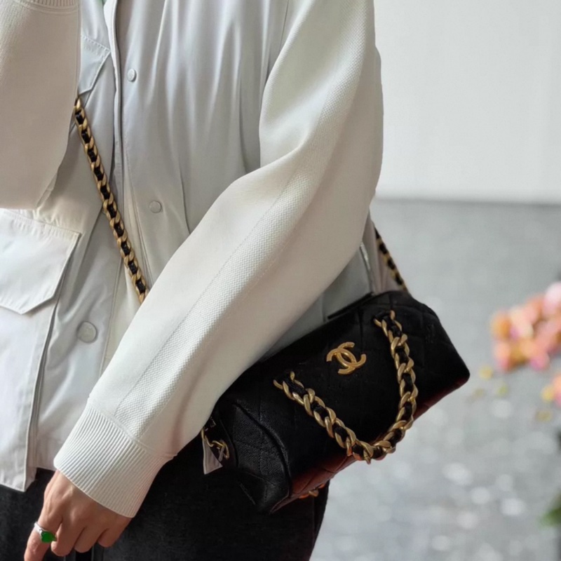 Chanel黑金荔枝皮水桶手提斜挎 30卡-4