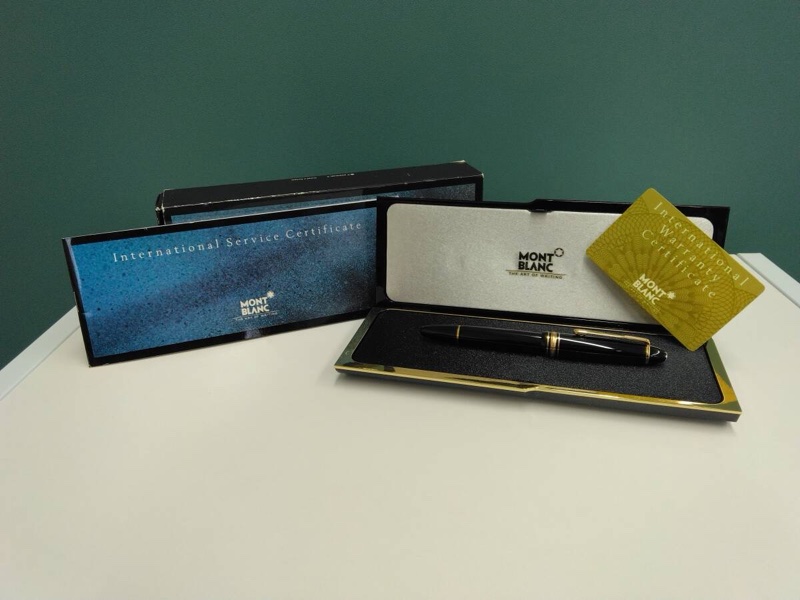 真品 萬寶龍 MONTBLANC MEISTERSTUCK No146 4810 鋼筆 14K 筆尖 黑金 F尖 盒單齊-0