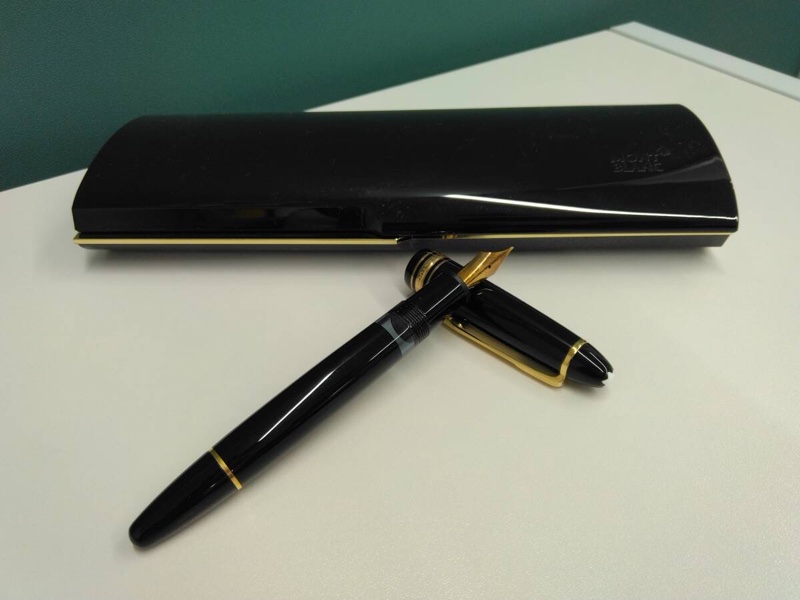 真品 萬寶龍 MONTBLANC MEISTERSTUCK No146 4810 鋼筆 14K 筆尖 黑金 F尖 盒單齊-5