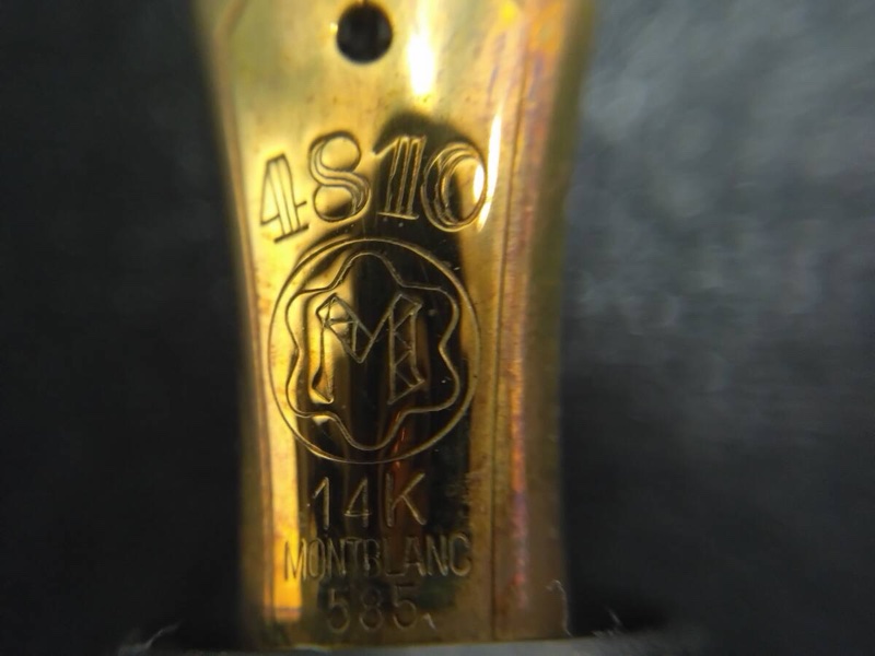 真品 萬寶龍 MONTBLANC MEISTERSTUCK No146 4810 鋼筆 14K 筆尖 黑金 F尖 盒單齊-11