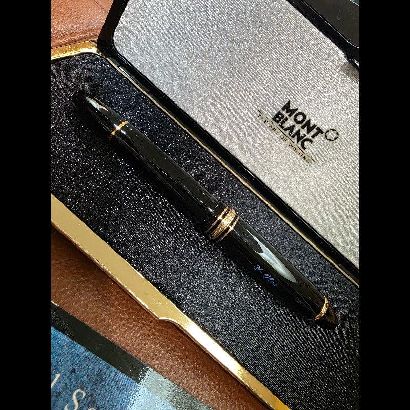 真品 萬寶龍 MONTBLANC MEISTERSTUCK No146 4810 鋼筆 14K 筆尖 黑金 F尖 罕見90年代全套原始包裝-3