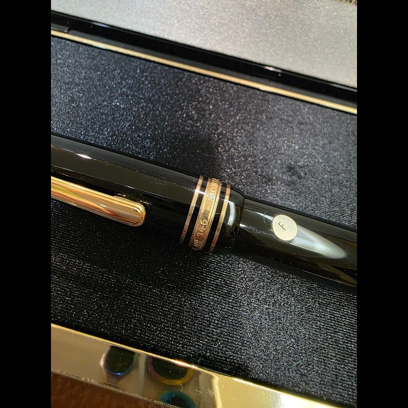 真品 萬寶龍 MONTBLANC MEISTERSTUCK No146 4810 鋼筆 14K 筆尖 黑金 F尖 罕見90年代全套原始包裝-25