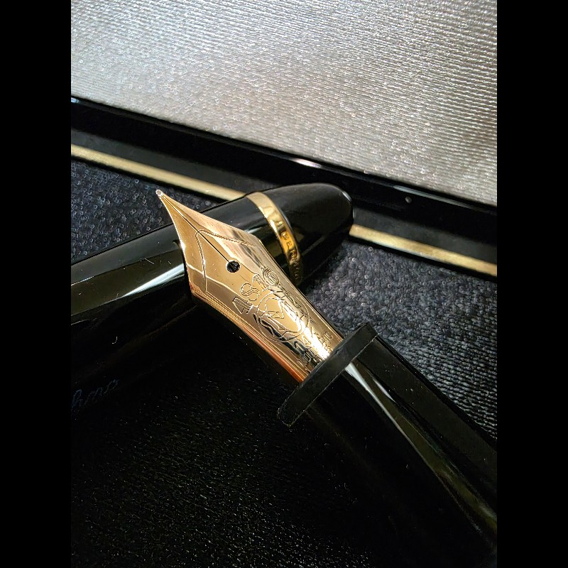 真品 萬寶龍 MONTBLANC MEISTERSTUCK No146 4810 鋼筆 14K 筆尖 黑金 F尖 罕見90年代全套原始包裝-5