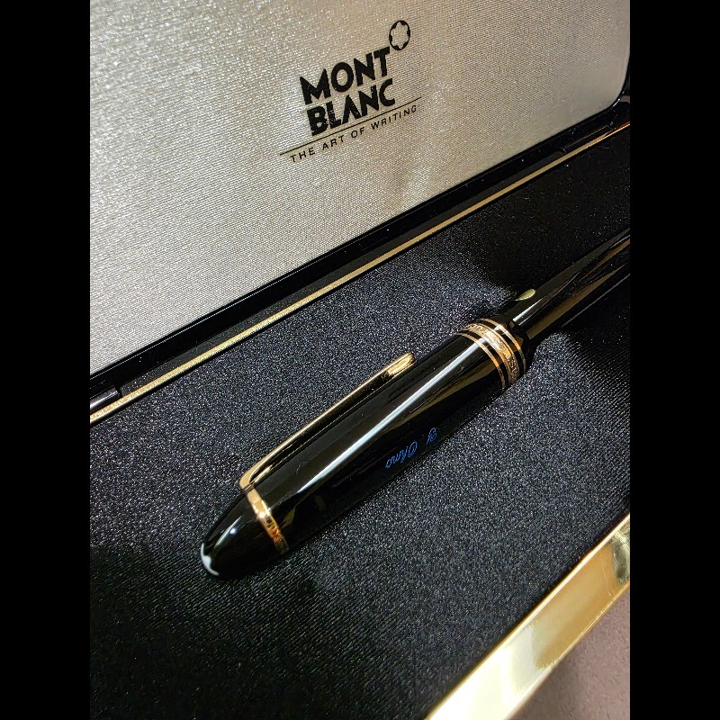 真品 萬寶龍 MONTBLANC MEISTERSTUCK No146 4810 鋼筆 14K 筆尖 黑金 F尖 罕見90年代全套原始包裝-14