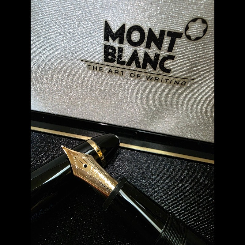 真品 萬寶龍 MONTBLANC MEISTERSTUCK No146 4810 鋼筆 14K 筆尖 黑金 F尖 罕見90年代全套原始包裝-15
