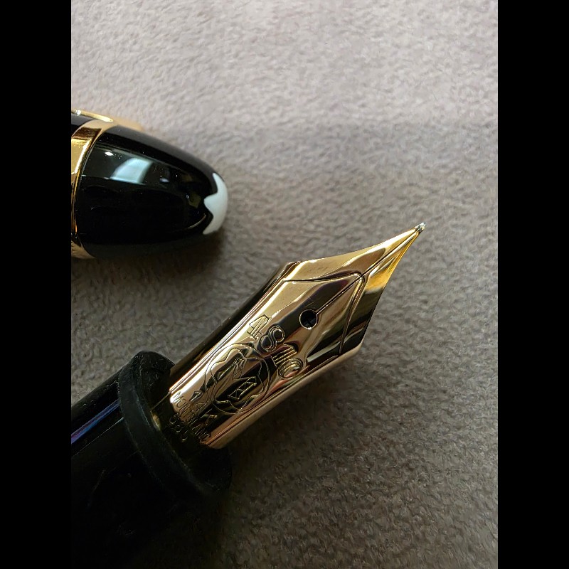 真品 萬寶龍 MONTBLANC MEISTERSTUCK No146 4810 鋼筆 14K 筆尖 黑金 F尖 罕見90年代全套原始包裝-7