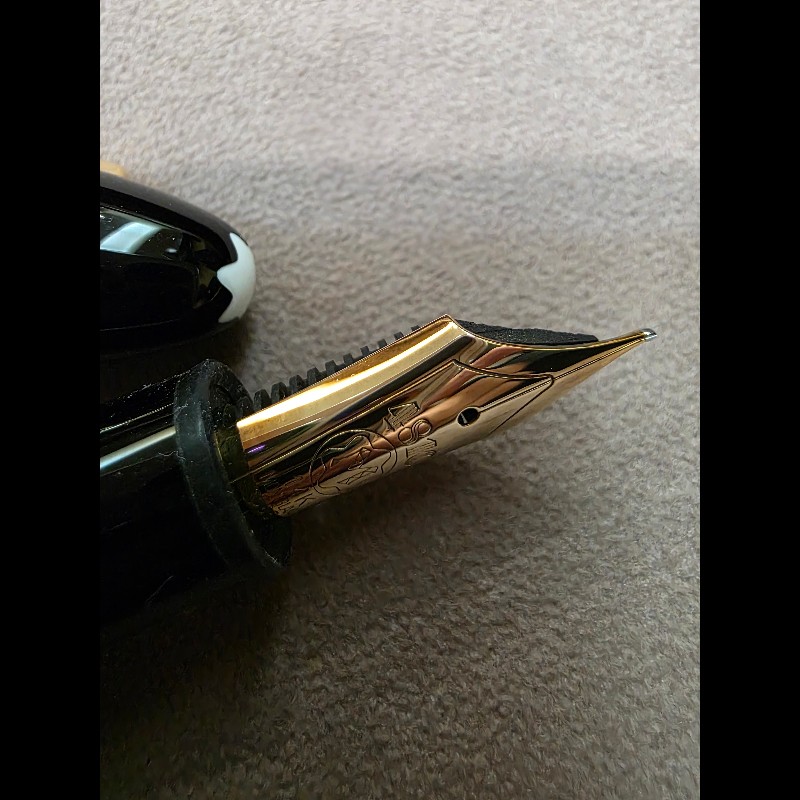 真品 萬寶龍 MONTBLANC MEISTERSTUCK No146 4810 鋼筆 14K 筆尖 黑金 F尖 罕見90年代全套原始包裝-9