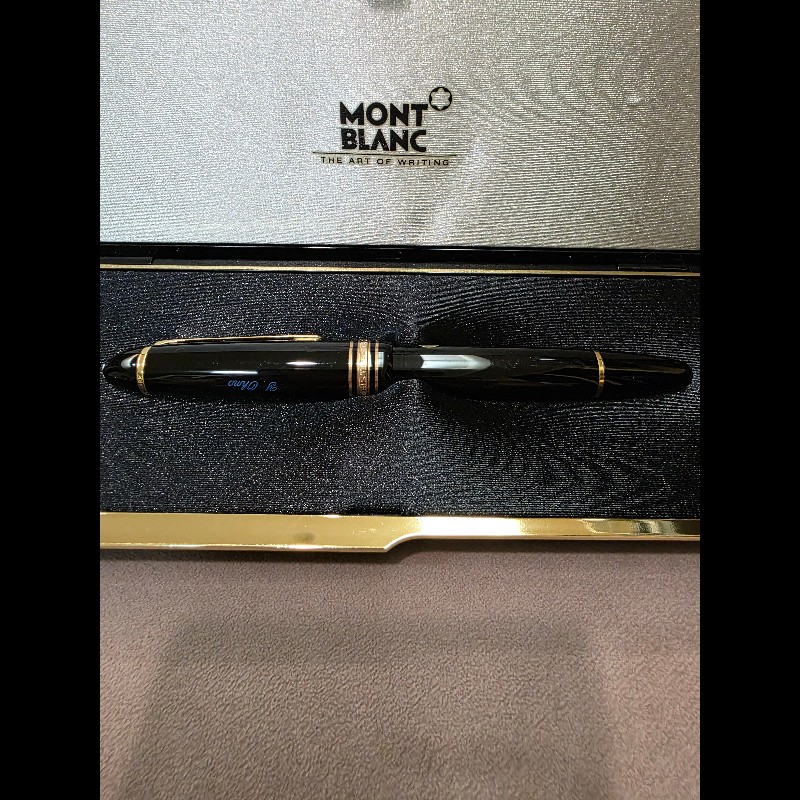 真品 萬寶龍 MONTBLANC MEISTERSTUCK No146 4810 鋼筆 14K 筆尖 黑金 F尖 罕見90年代全套原始包裝-31