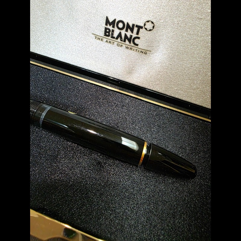真品 萬寶龍 MONTBLANC MEISTERSTUCK No146 4810 鋼筆 14K 筆尖 黑金 F尖 罕見90年代全套原始包裝-32