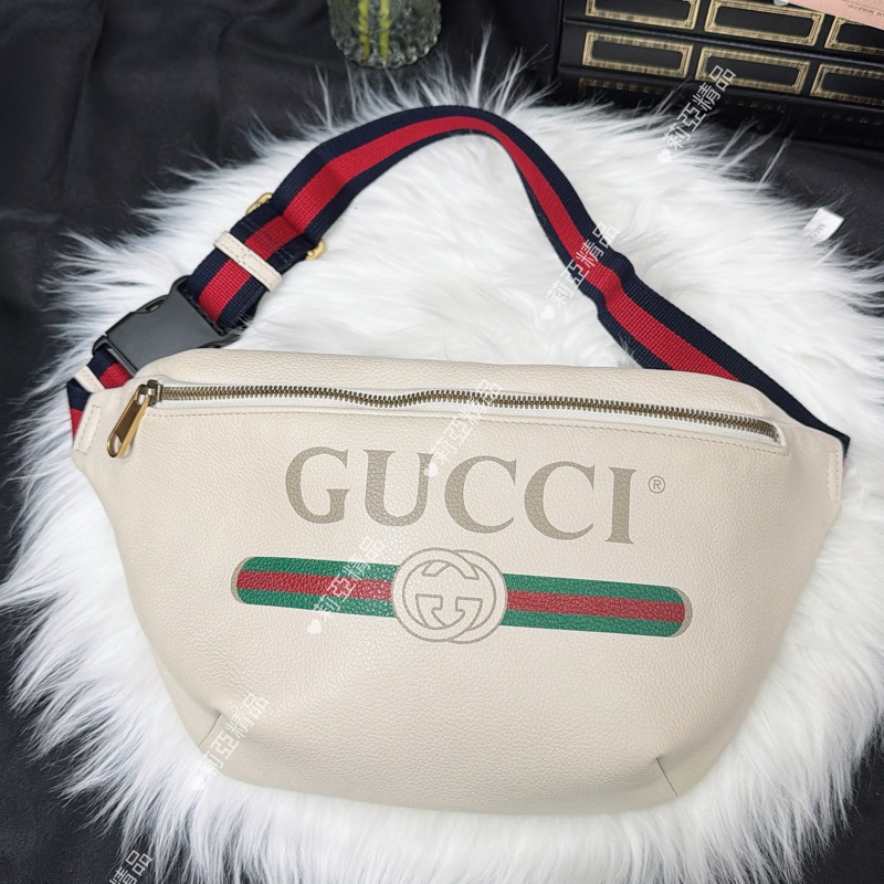 莉亞精品♡Gucci 白色胸包 二手美包-2