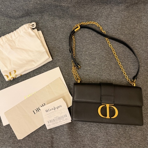 有購證發票！Dior Montaigne 新款橫版小號 全皮黑