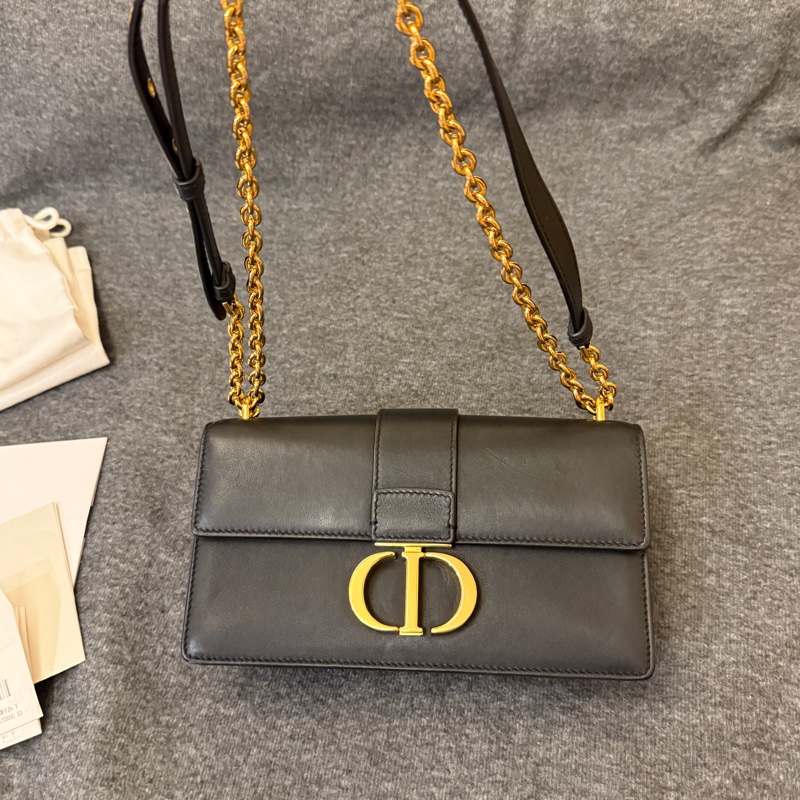 有購證發票!Dior Montaigne 新款橫版小號 全皮黑-1