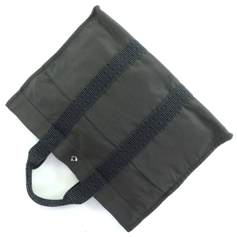 愛馬仕 Herline MM 帆布手提包,銀色五金配件,H 標誌,Sellier 紐扣,灰色,法國製造,女士款。-5