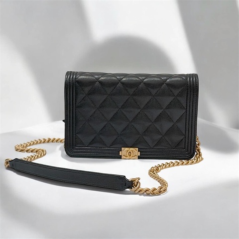莉亞精品♡Chanel Boy woc黑金 二手美包