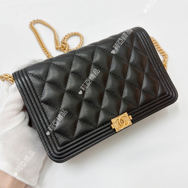 莉亞精品♡Chanel Boy woc黑金 二手美包-2