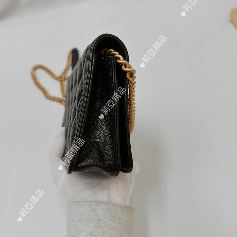 莉亞精品♡Chanel Boy woc黑金 二手美包-4