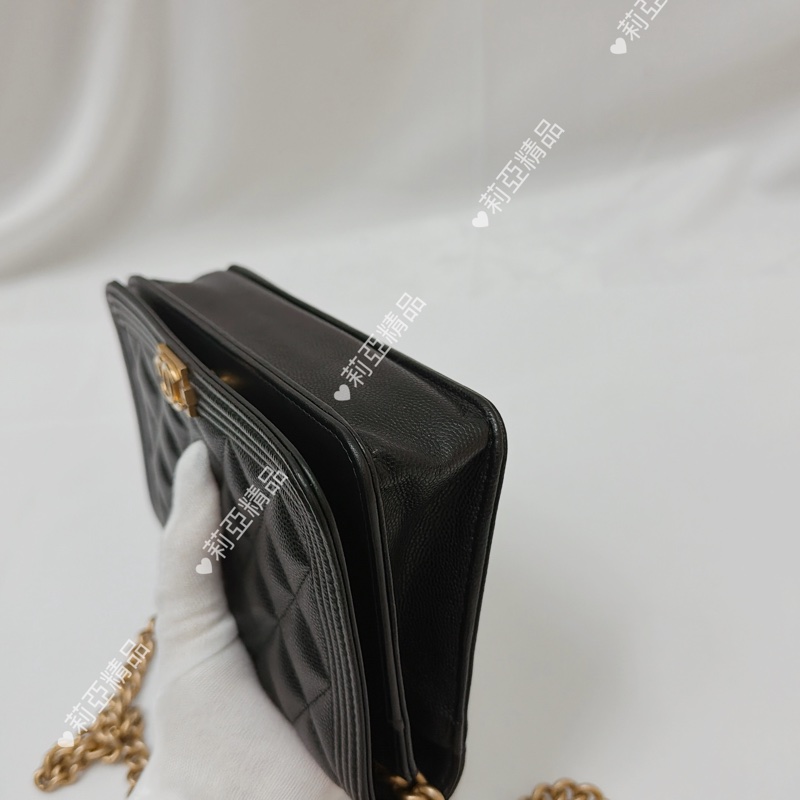 莉亞精品♡Chanel Boy woc黑金 二手美包-9