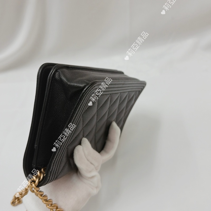 莉亞精品♡Chanel Boy woc黑金 二手美包-10
