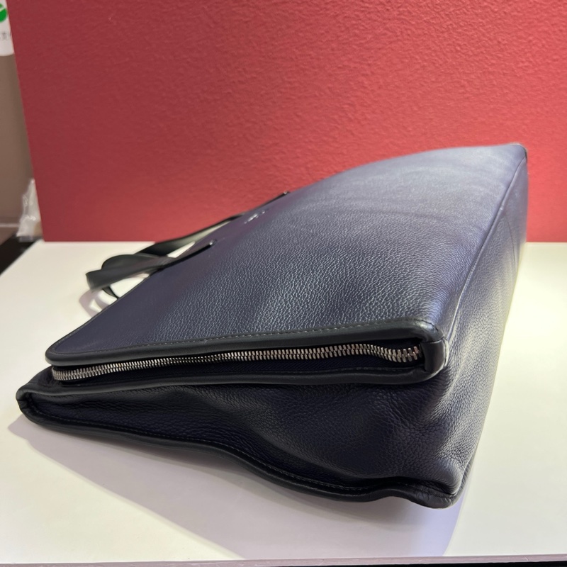 羅意威/Loewe 深藍色荔枝紋 印花 雙層公文包 手提包 🈚附件-5