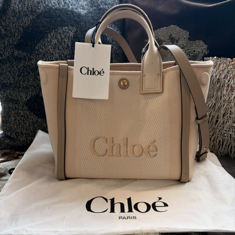 CHLOE 帆布手提包 小款 米色 全新-0