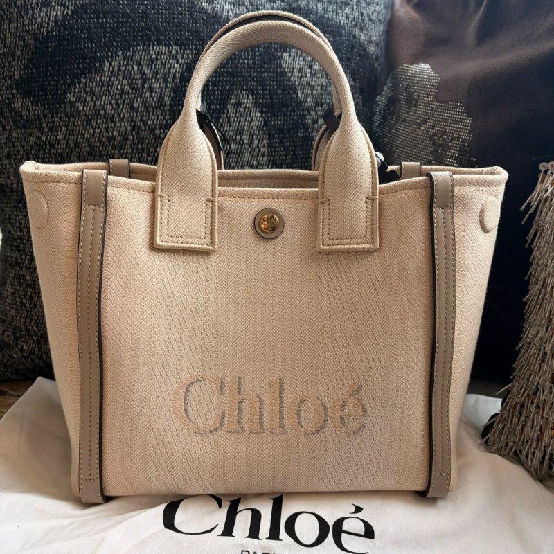 CHLOE 帆布手提包 小款 米色 全新-1