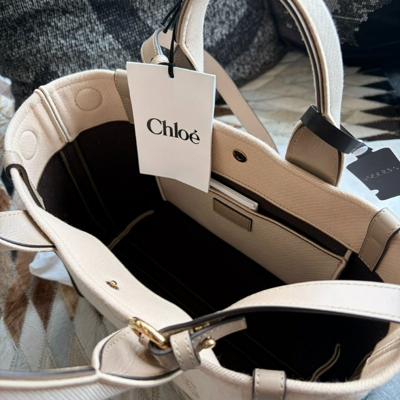 CHLOE 帆布手提包 小款 米色 全新-4