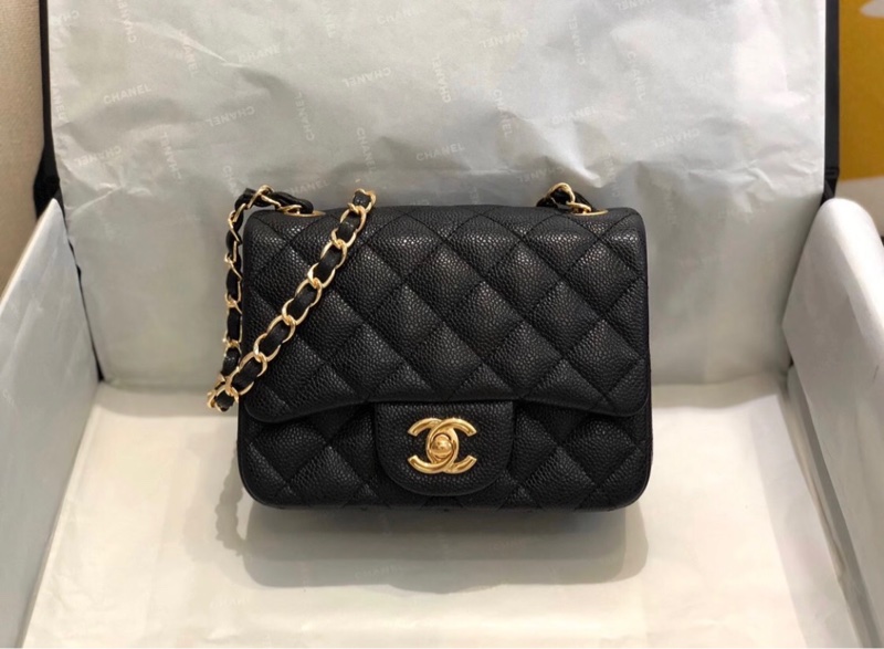 「JL精品代購」9新 Chanel 香奈兒黑金荔枝牛皮方胖-0