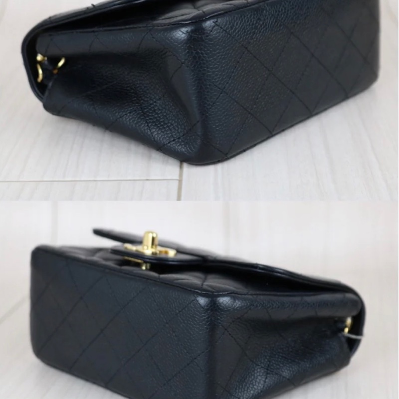 「JL精品代購」9新 Chanel 香奈兒黑金荔枝牛皮方胖-6