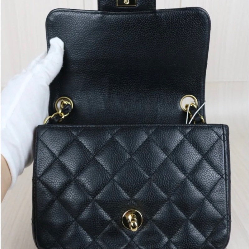 「JL精品代購」9新 Chanel 香奈兒黑金荔枝牛皮方胖-11