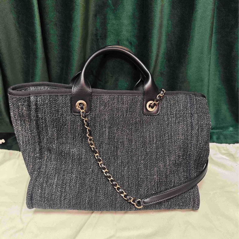 Chanel香奈兒 22b手柄牛仔 沙灘包芯片款 99新-1