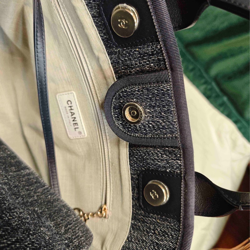 Chanel香奈兒 22b手柄牛仔 沙灘包芯片款 99新-6