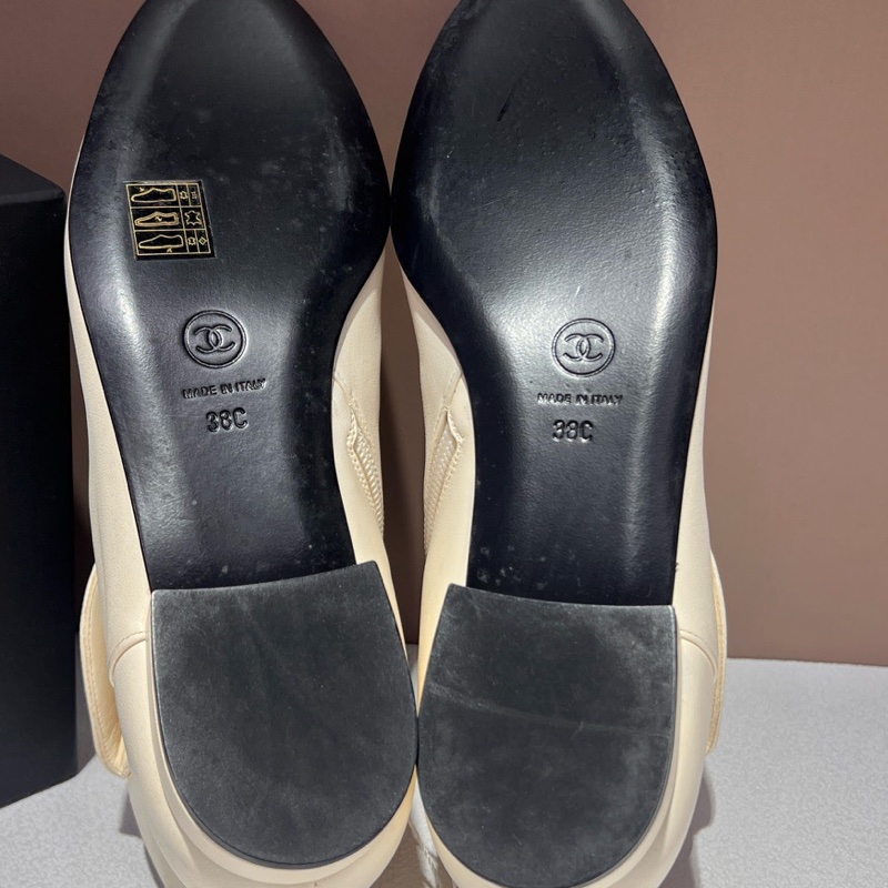 香奈兒/Chanel 黑白 38碼 靴子羊皮革與羅緞 跟高 15 mm 🈚附件-6
