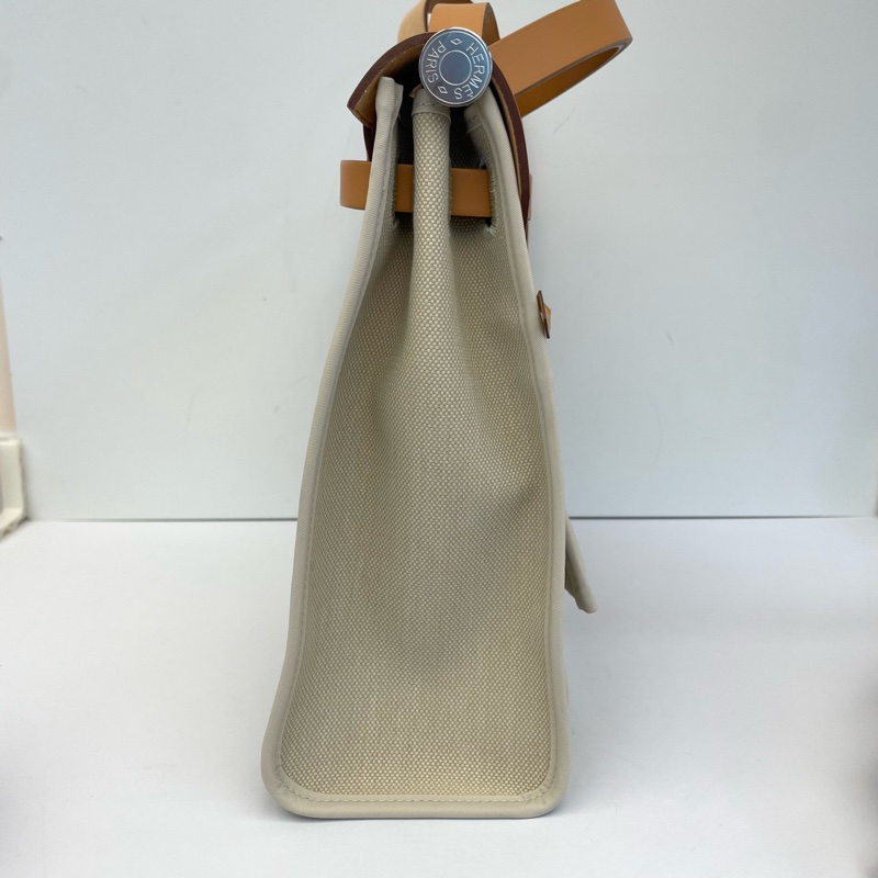 HERMES 愛馬仕Herbag31 米色拼棕蓋外縫手提包-2