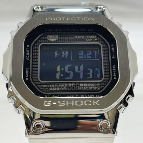 卡西歐 G-SHOCK GMW-B5000D-1JF 電波太陽能手錶，銀色，全金屬，移動連接。
