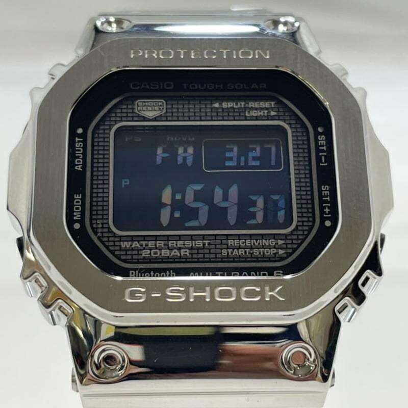卡西歐 G-SHOCK GMW-B5000D-1JF 電波太陽能手錶，銀色，全金屬，移動連接。-0