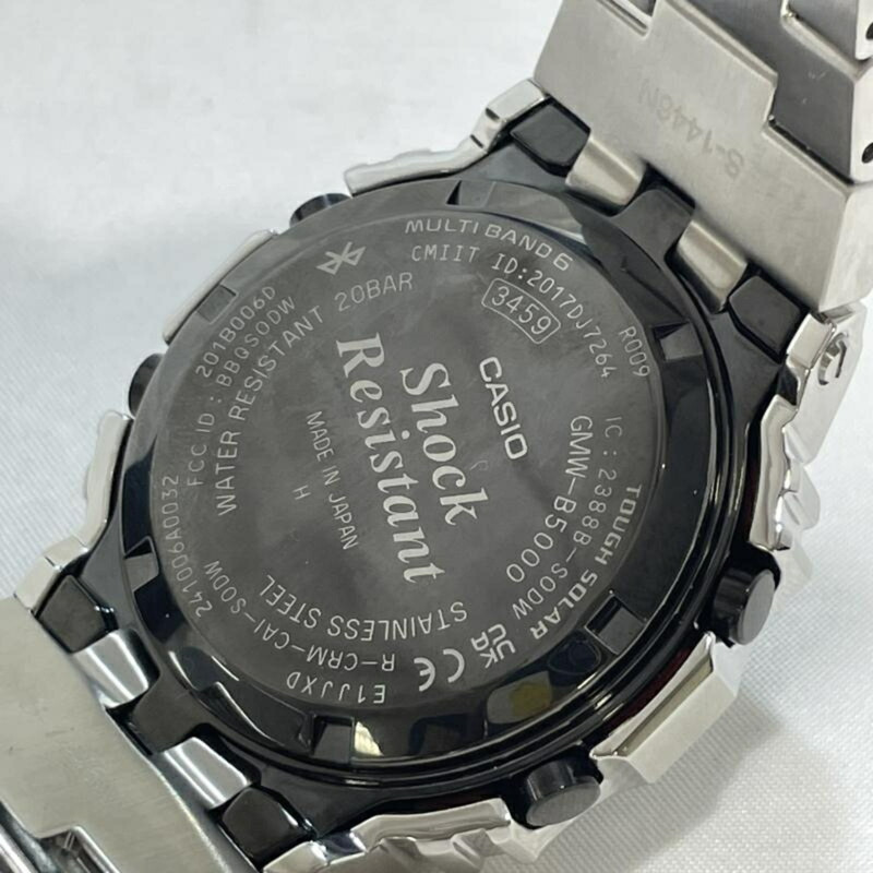 卡西歐 G-SHOCK GMW-B5000D-1JF 電波太陽能手錶，銀色，全金屬，移動連接。-5