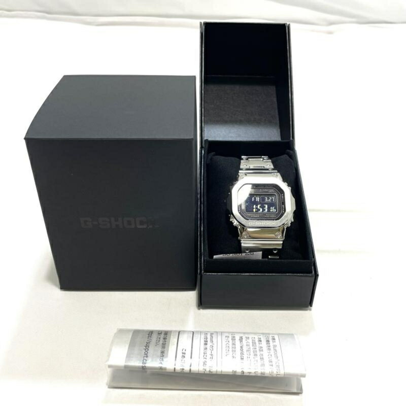 卡西歐 G-SHOCK GMW-B5000D-1JF 電波太陽能手錶，銀色，全金屬，移動連接。-6