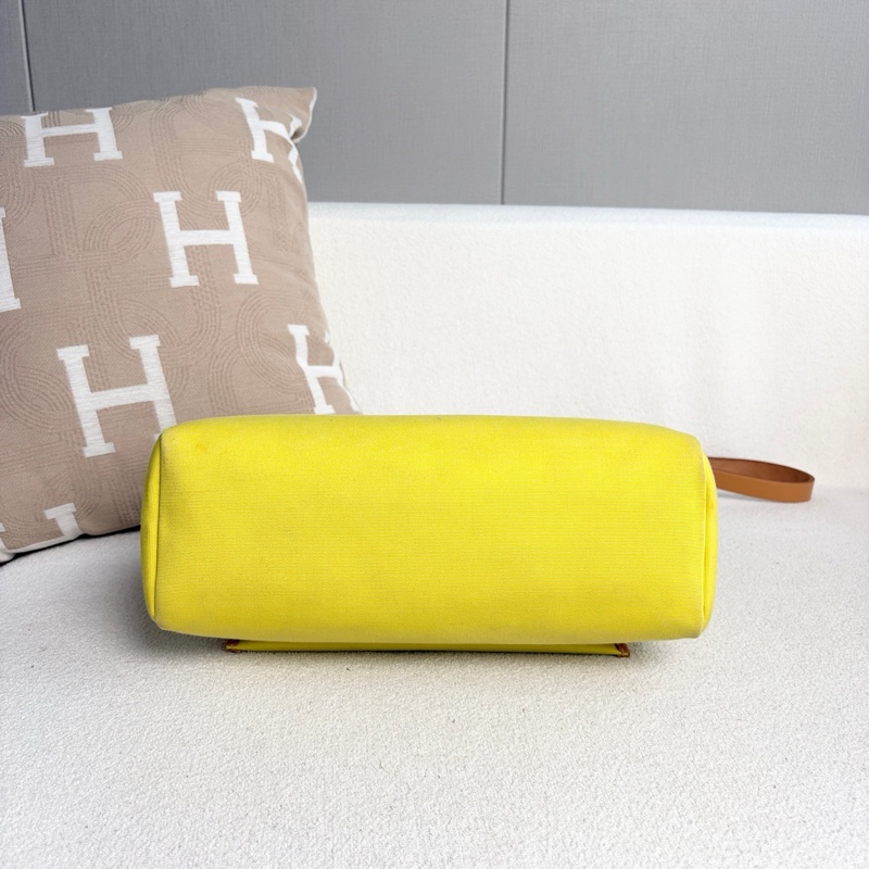 Hermes愛馬仕Herbag31 黃色拼棕色 帆布拼皮-3