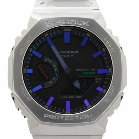 卡西歐 G-SHOCK 全金屬 2100 系列 GM-B2100PC-1AJF 黑色銀色不鏽鋼男士手錶