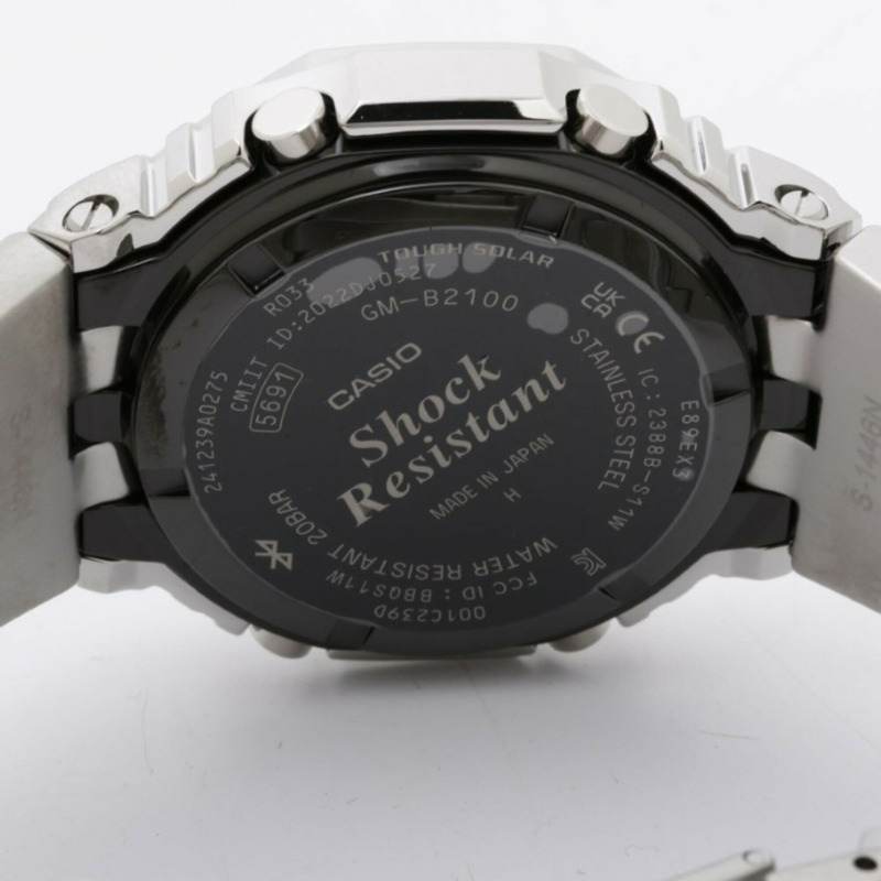 卡西歐 G-SHOCK 全金屬 2100 系列 GM-B2100PC-1AJF 黑色銀色不鏽鋼男士手錶-3