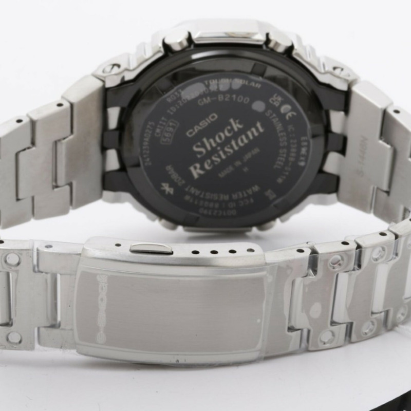 卡西歐 G-SHOCK 全金屬 2100 系列 GM-B2100PC-1AJF 黑色銀色不鏽鋼男士手錶-4