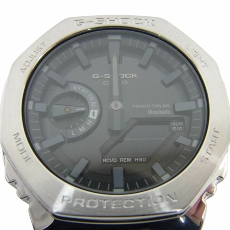 卡西歐 G-SHOCK 全金屬 2100 系列 GM-B2100SD-1AJF 灰色銀色不鏽鋼男士手錶-0