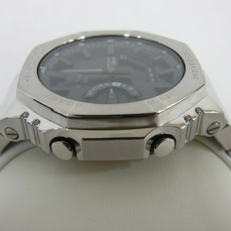 卡西歐 G-SHOCK 全金屬 2100 系列 GM-B2100SD-1AJF 灰色銀色不鏽鋼男士手錶-1